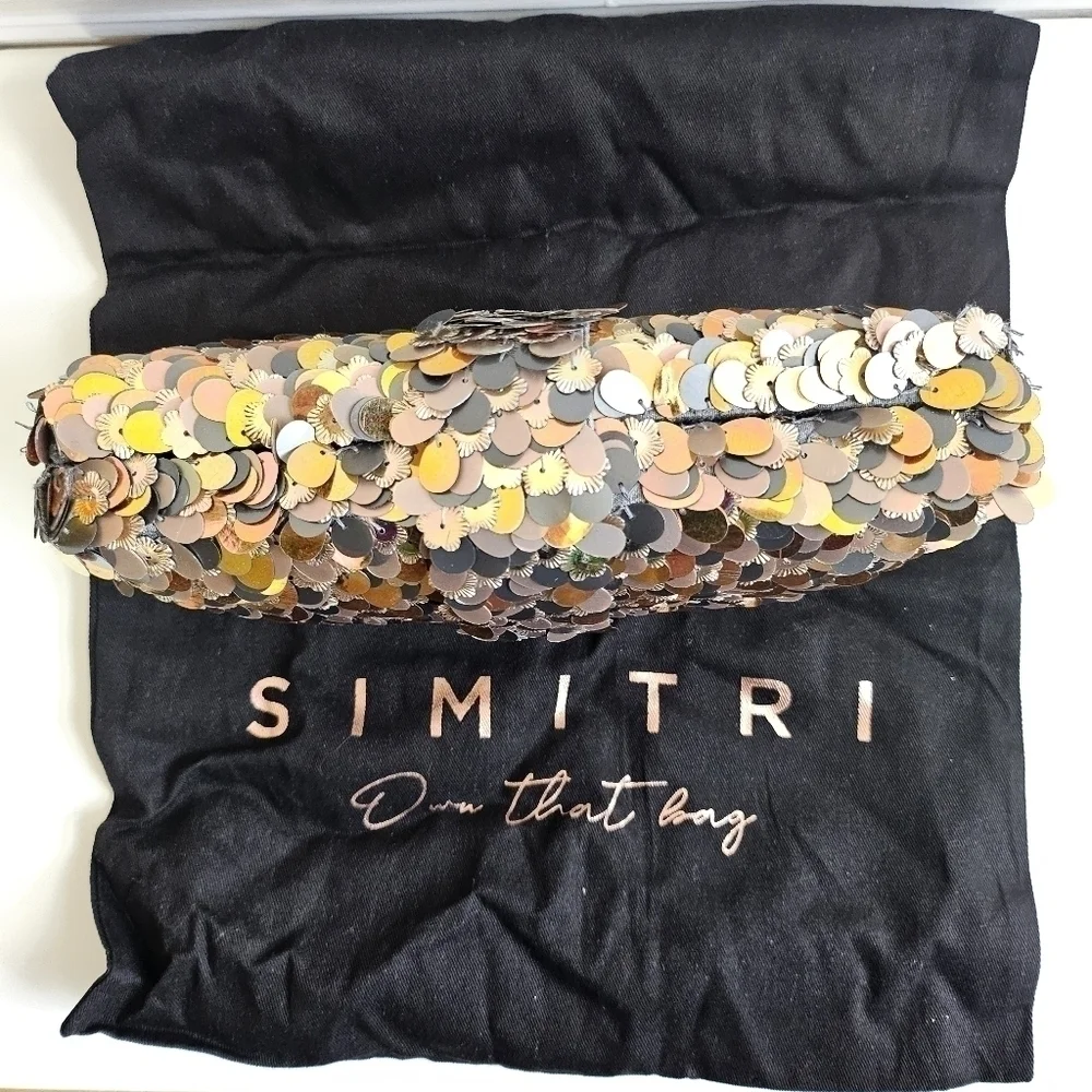 New Simitri Sequin Embellished Metallic Disco Convertible Clutch/Handbag NWT